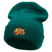 KO Embroidered 12 Inch Long Knitted Beanie - Dk-Green OSFM