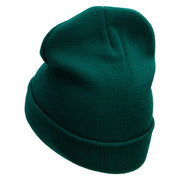 KO Embroidered 12 Inch Long Knitted Beanie - Dk-Green OSFM