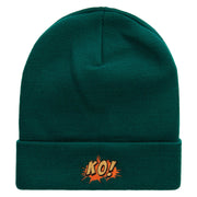 KO Embroidered 12 Inch Long Knitted Beanie - Dk-Green OSFM