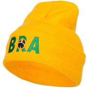 Brazil BRA Flag Embroidered Long Beanie