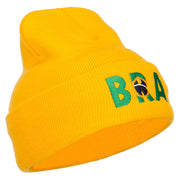 Brazil BRA Flag Embroidered Long Beanie