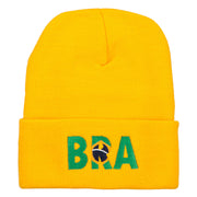 Brazil BRA Flag Embroidered Long Beanie