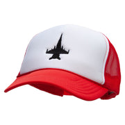 Jet Embroidered Foam Panel Mesh Snapback - White-Red OSFM