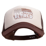 U.S. Air Force Flag Retired Embroidered Foam Panel Mesh Snapback - Brown-Tan OSFM