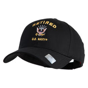 Retired US Navy Embroidered Solid Cotton Twill Low Profile Cap - Black OSFM