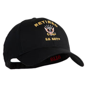 Retired US Navy Embroidered Solid Cotton Twill Low Profile Cap - Black OSFM