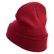 Let's Go Travel Embroidered 12 Inch Long Knitted Beanie - Maroon OSFM