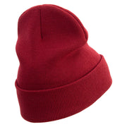 Let's Go Travel Embroidered 12 Inch Long Knitted Beanie - Maroon OSFM