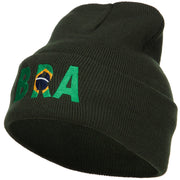 Brazil BRA Flag Embroidered Long Beanie