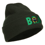 Brazil BRA Flag Embroidered Long Beanie