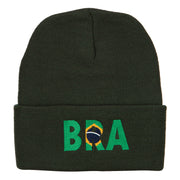 Brazil BRA Flag Embroidered Long Beanie