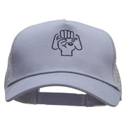 Hand Controller Embroidered Five Panels Pro Style Trucker Mesh Cap - Grey OSFM