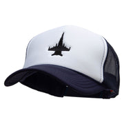 Jet Embroidered Foam Panel Mesh Snapback - Navy-White OSFM