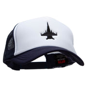 Jet Embroidered Foam Panel Mesh Snapback - Navy-White OSFM