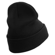 Let's Go Travel Embroidered 12 Inch Long Knitted Beanie - Black OSFM