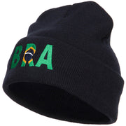 Brazil BRA Flag Embroidered Long Beanie