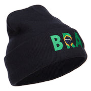 Brazil BRA Flag Embroidered Long Beanie