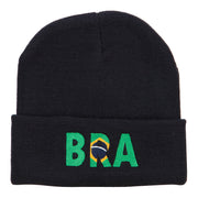 Brazil BRA Flag Embroidered Long Beanie