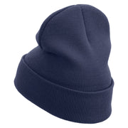 Let's Go Travel Embroidered 12 Inch Long Knitted Beanie - Navy OSFM