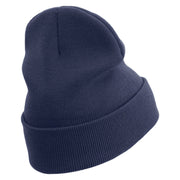 Let's Go Travel Embroidered 12 Inch Long Knitted Beanie - Navy OSFM