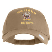 Retired US Navy Embroidered Solid Cotton Twill Low Profile Cap - Khaki OSFM