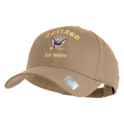 Retired US Navy Embroidered Solid Cotton Twill Low Profile Cap - Khaki OSFM