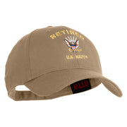 Retired US Navy Embroidered Solid Cotton Twill Low Profile Cap - Khaki OSFM