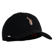Small Baby Giraffe Animal Embroidered Iron on Patched 6 Panel Washed Low Profile Dad Hat - Black OSFM