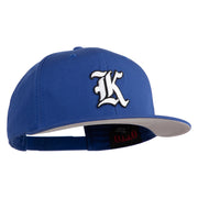 Old English White K Patched Cotton Twill Flat Bill Cap - Royal OSFM