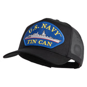U.S. Navy TIN CAN Blue Patched Solid Cotton Twill 5 panel Mesh Back Cap - Black OSFM