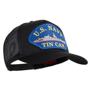 U.S. Navy TIN CAN Blue Patched Solid Cotton Twill 5 panel Mesh Back Cap - Black OSFM