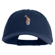 Small Baby Giraffe Animal Embroidered Iron on Patched 6 Panel Washed Low Profile Dad Hat - Navy OSFM