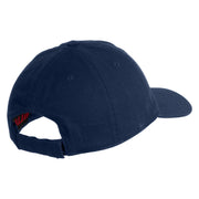 Small Baby Giraffe Animal Embroidered Iron on Patched 6 Panel Washed Low Profile Dad Hat - Navy OSFM