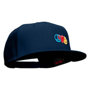 Small Peace Heart Smiley Sign Patched Wool Blend Pro Style Snapback - Navy OSFM