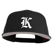 Old English White K Patched Cotton Twill Flat Bill Cap - Black OSFM