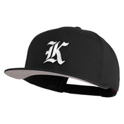 Old English White K Patched Cotton Twill Flat Bill Cap - Black OSFM