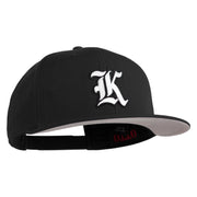Old English White K Patched Cotton Twill Flat Bill Cap - Black OSFM
