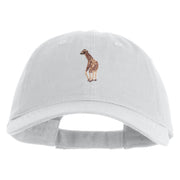 Small Baby Giraffe Animal Embroidered Iron on Patched 6 Panel Washed Low Profile Dad Hat - White OSFM