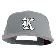 Old English White K Patched Cotton Twill Flat Bill Cap - Grey OSFM