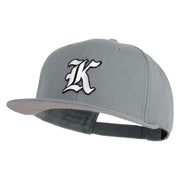 Old English White K Patched Cotton Twill Flat Bill Cap - Grey OSFM
