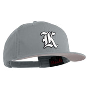 Old English White K Patched Cotton Twill Flat Bill Cap - Grey OSFM