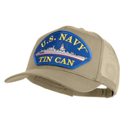 U.S. Navy TIN CAN Blue Patched Solid Cotton Twill 5 panel Mesh Back Cap - Khaki OSFM
