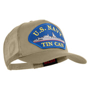U.S. Navy TIN CAN Blue Patched Solid Cotton Twill 5 panel Mesh Back Cap - Khaki OSFM