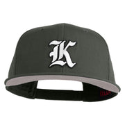 Old English White K Patched Cotton Twill Flat Bill Cap - Charcoal OSFM