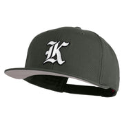 Old English White K Patched Cotton Twill Flat Bill Cap - Charcoal OSFM