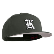 Old English White K Patched Cotton Twill Flat Bill Cap - Charcoal OSFM