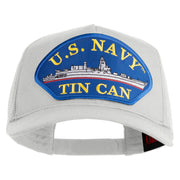 U.S. Navy TIN CAN Blue Patched Solid Cotton Twill 5 panel Mesh Back Cap - White OSFM