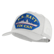 U.S. Navy TIN CAN Blue Patched Solid Cotton Twill 5 panel Mesh Back Cap - White OSFM