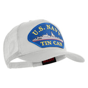 U.S. Navy TIN CAN Blue Patched Solid Cotton Twill 5 panel Mesh Back Cap - White OSFM
