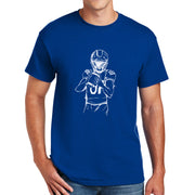 Artistic Style Rugby Player Graphic Design Men's Big Size Cotton Polyester DryBlend T-Shirt - Royal XS